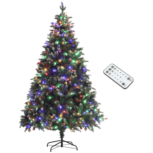 HOMCOM 6ft LED Christmas Tree with Metal Base and Hinged Branches - plants - express.com