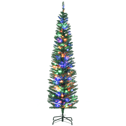 HOMCOM 6ft Pencil Christmas Tree with Colorful LED Lights & Steel Base - plants - express.com