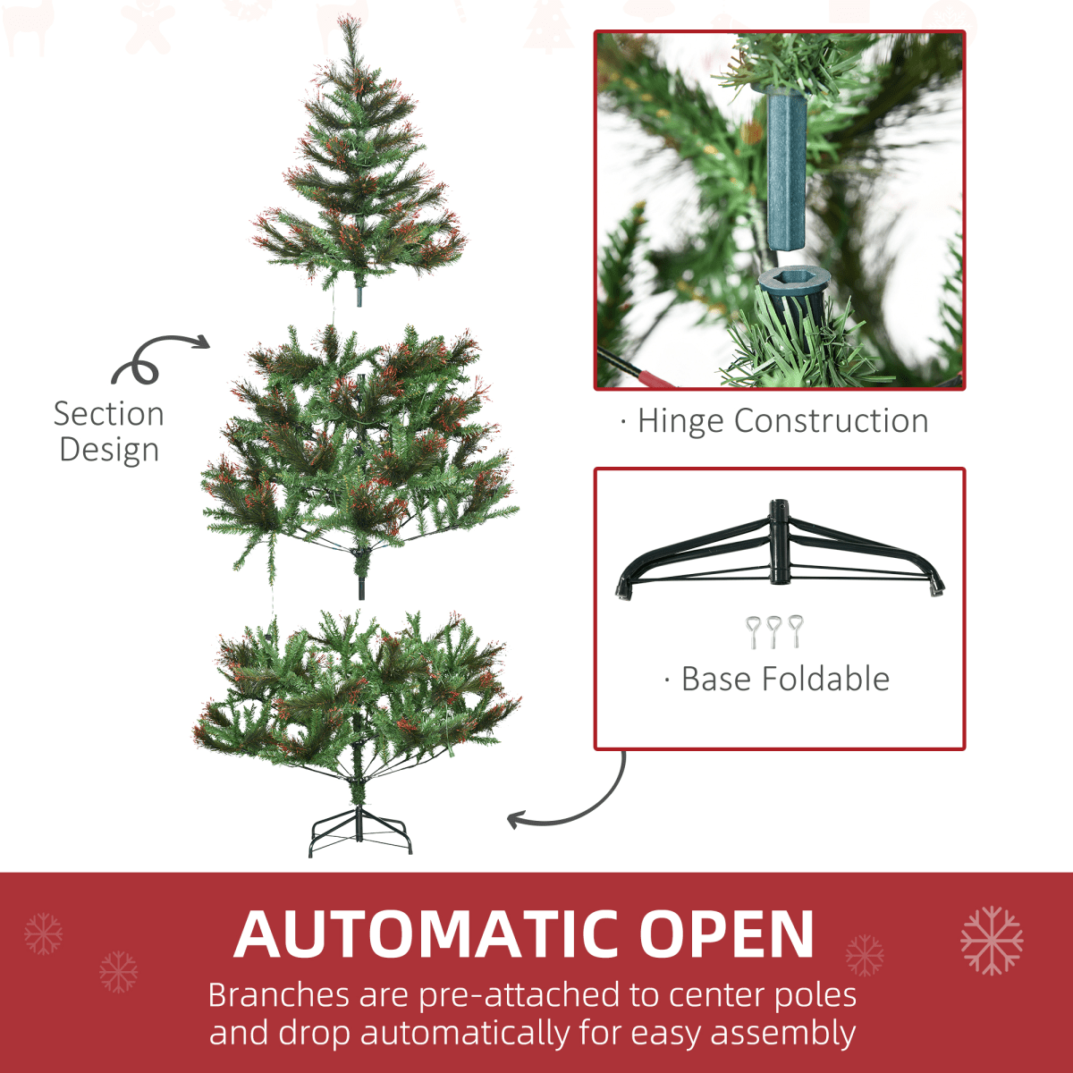 HOMCOM 6FT Pre - Lit Christmas Tree Artificial Spruce Tree Holiday D�cor Stand - plants - express.com