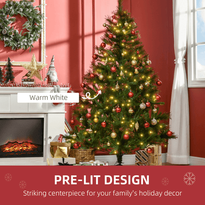 HOMCOM 6FT Pre - Lit Christmas Tree Artificial Spruce Tree Holiday D�cor Stand - plants - express.com