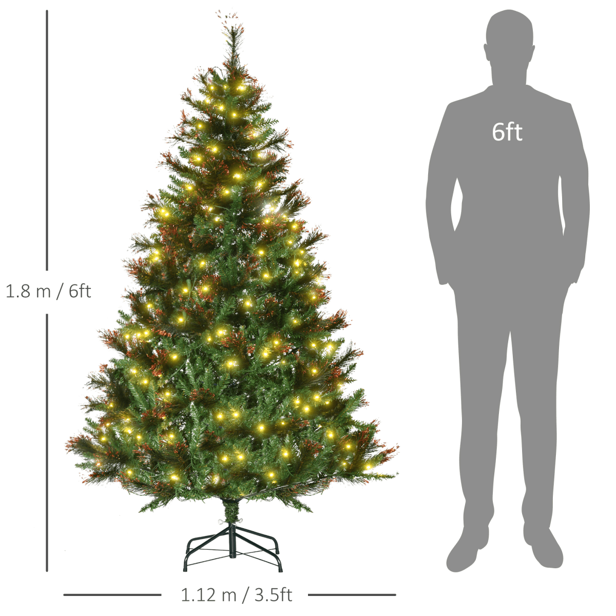 HOMCOM 6FT Pre - Lit Christmas Tree Artificial Spruce Tree Holiday D�cor Stand - plants - express.com