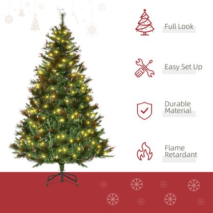 HOMCOM 6FT Pre - Lit Christmas Tree Artificial Spruce Tree Holiday D�cor Stand - plants - express.com