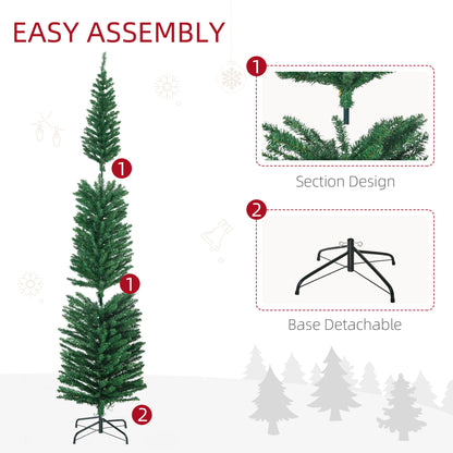 HOMCOM 7.5ft Slim Artificial Christmas Tree with Colorful Lights & Steel Base - plants - express.com