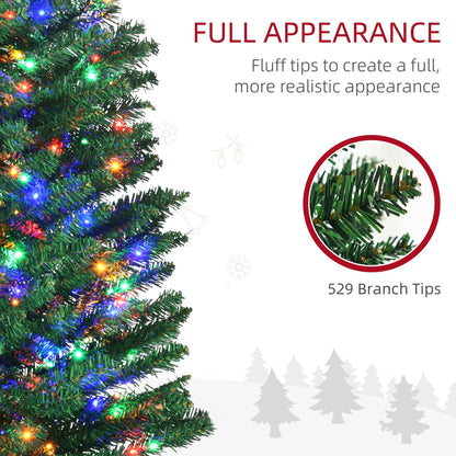 HOMCOM 7.5ft Slim Artificial Christmas Tree with Colorful Lights & Steel Base - plants - express.com