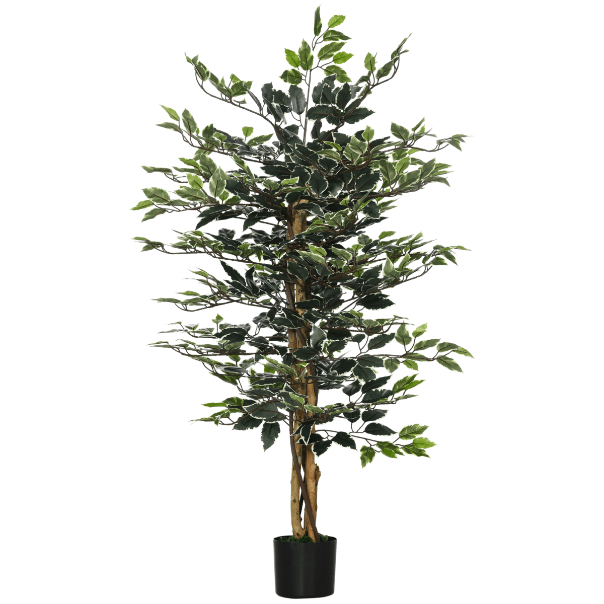 HOMCOM Artificial Ficus Tree with Lifelike Leaves and Natural Trunks Green - plants - express.com