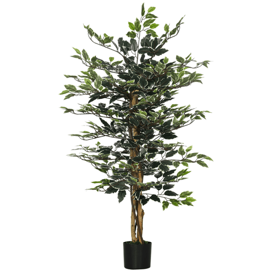 HOMCOM Artificial Ficus Tree with Lifelike Leaves and Natural Trunks Green - plants - express.com