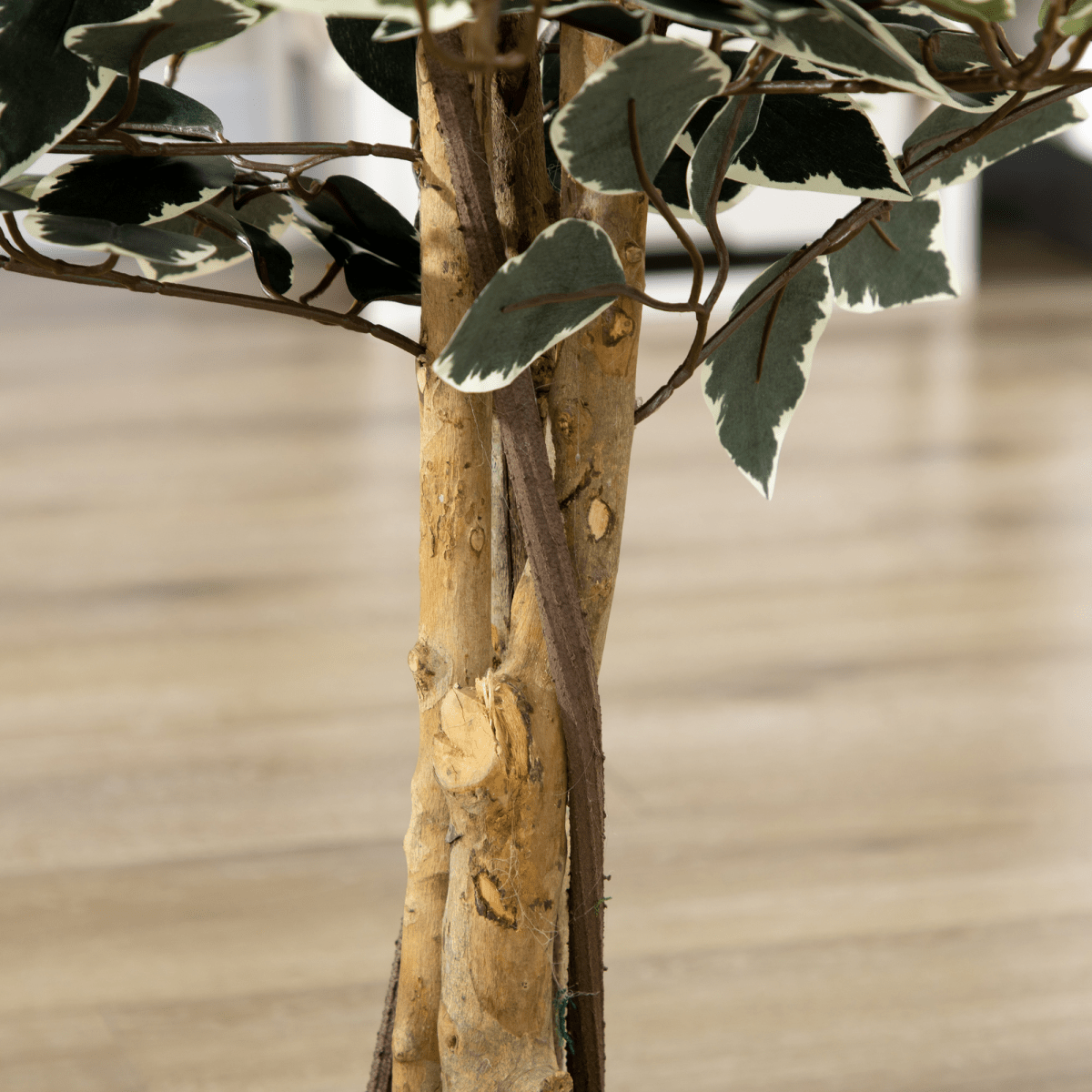 HOMCOM Artificial Ficus Tree with Lifelike Leaves and Natural Trunks Green - plants - express.com