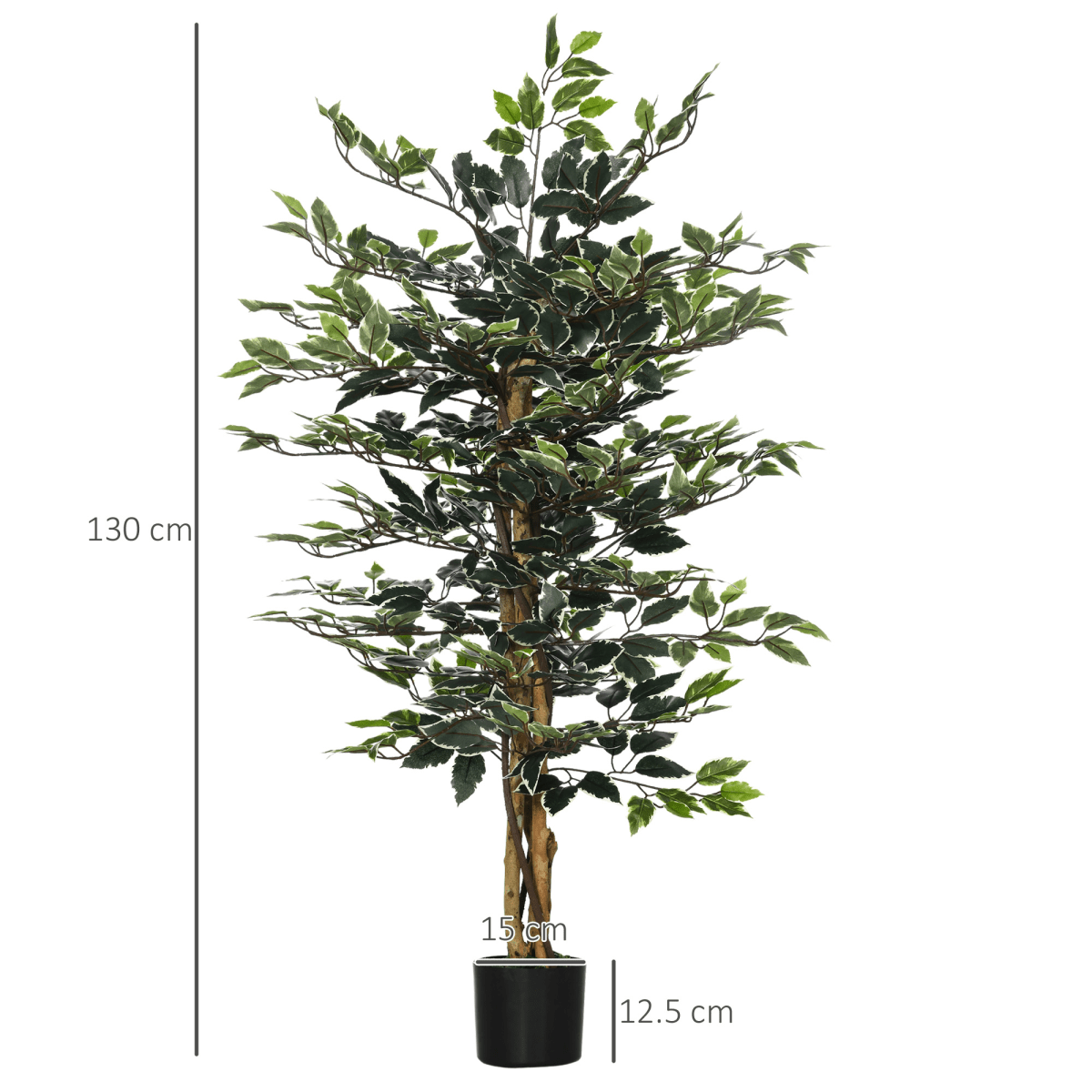 HOMCOM Artificial Ficus Tree with Lifelike Leaves and Natural Trunks Green - plants - express.com