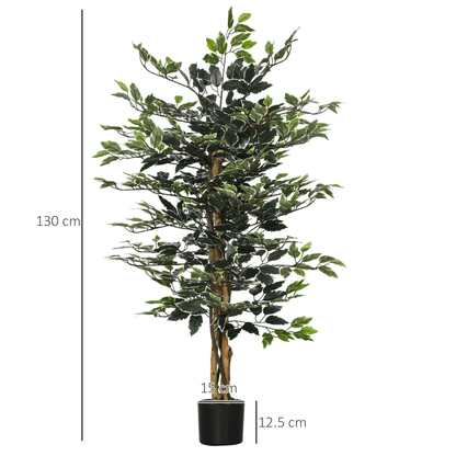 HOMCOM Artificial Ficus Tree with Lifelike Leaves and Natural Trunks Green - plants - express.com