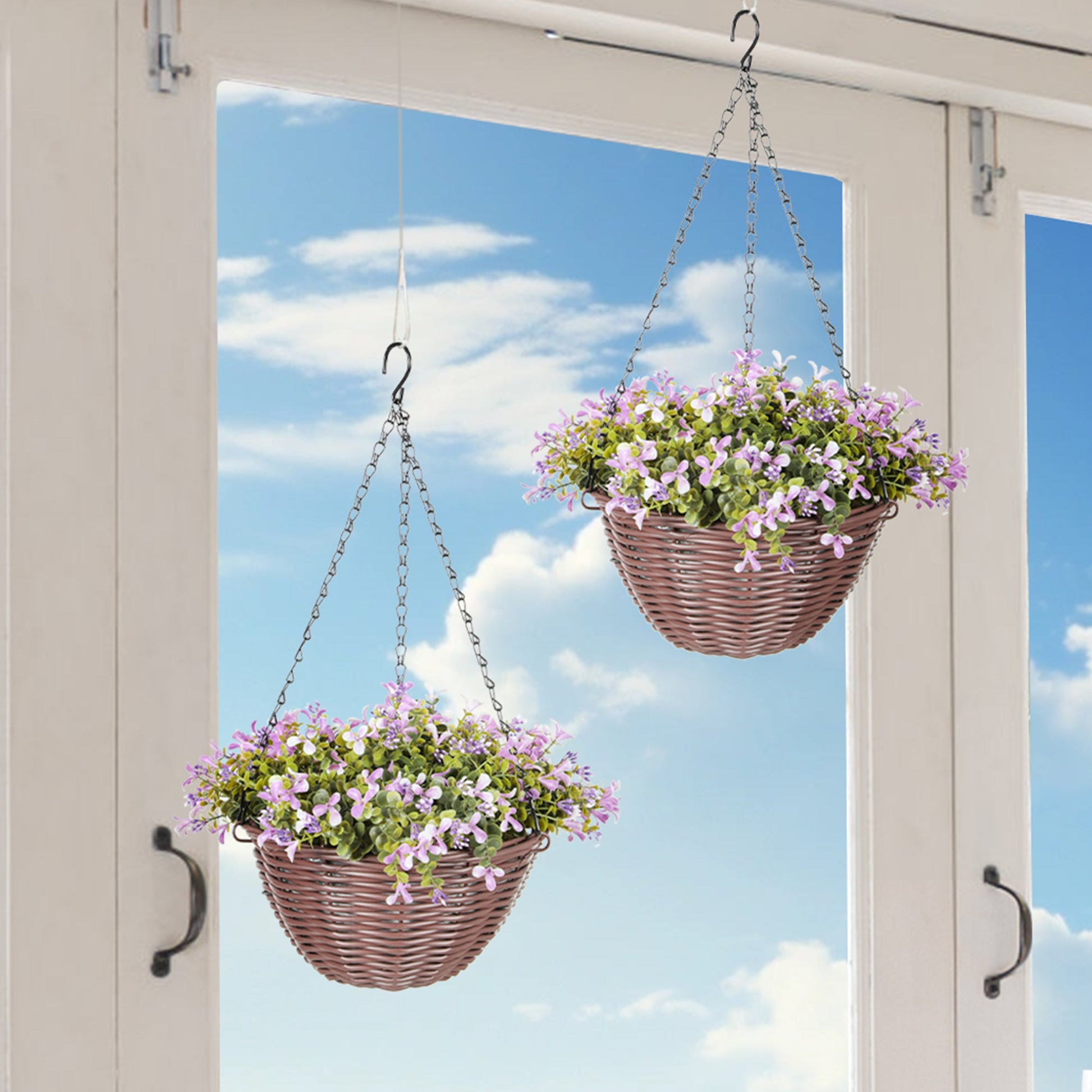 HOMCOM Artificial Flowers in Basket Set of 2 with 75 Leaves and 15 Flowers - plants - express.com