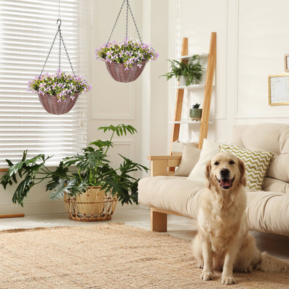 HOMCOM Artificial Flowers in Basket Set of 2 with 75 Leaves and 15 Flowers - plants - express.com