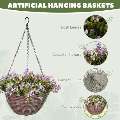 HOMCOM Artificial Flowers in Basket Set of 2 with 75 Leaves and 15 Flowers - plants - express.com