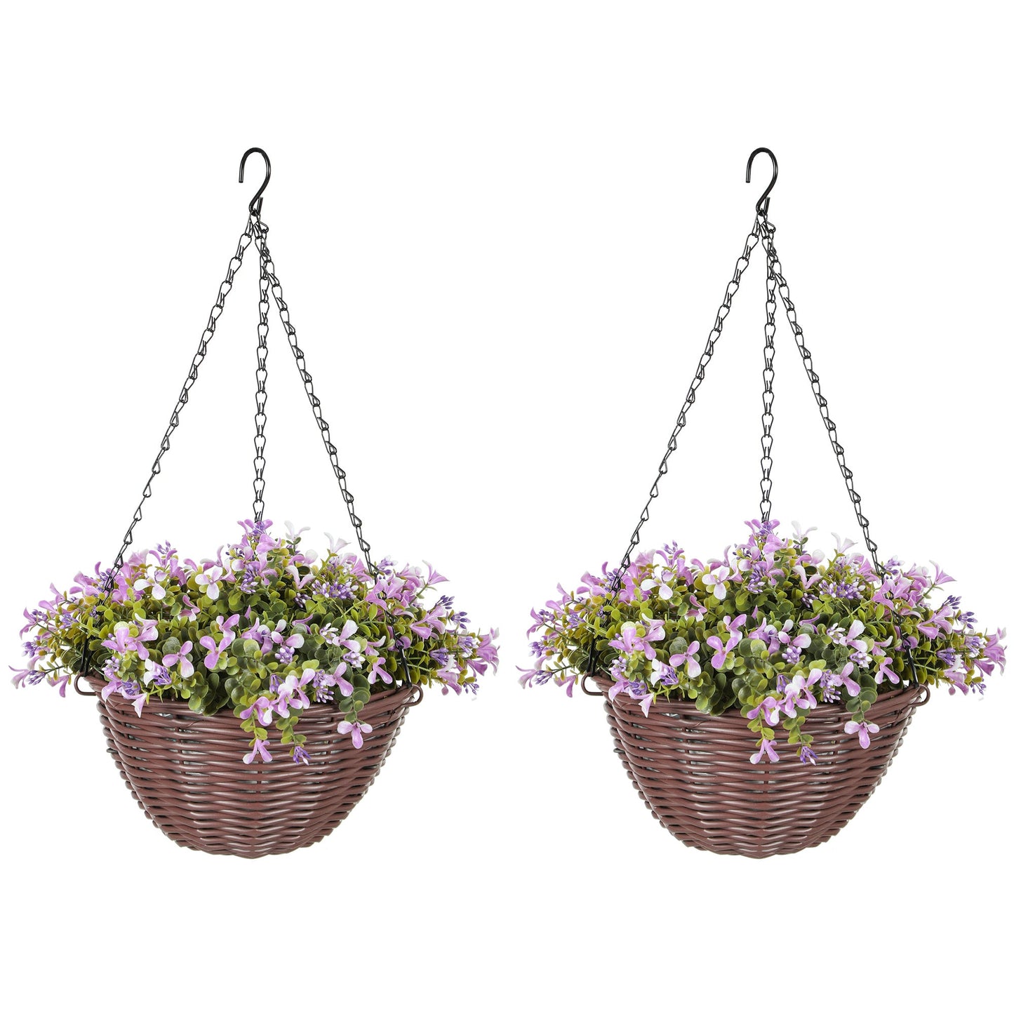 HOMCOM Artificial Flowers in Basket Set of 2 with 75 Leaves and 15 Flowers - plants - express.com