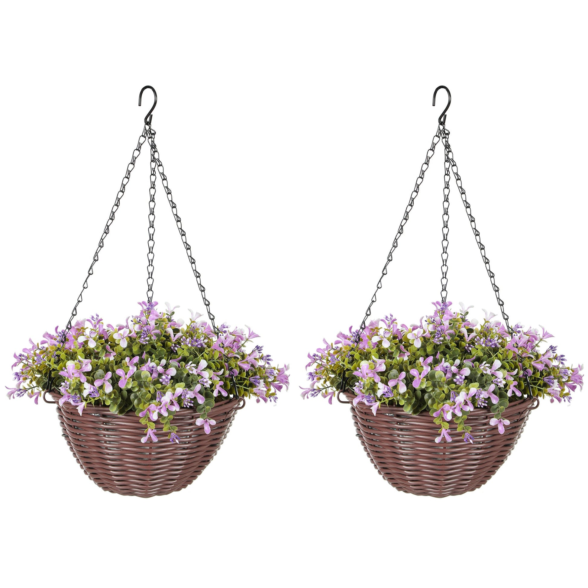 HOMCOM Artificial Flowers in Basket Set of 2 with 75 Leaves and 15 Flowers - plants - express.com