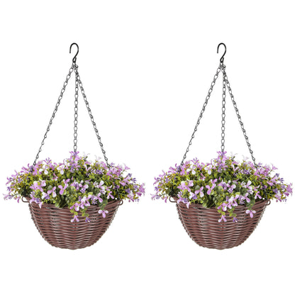 HOMCOM Artificial Flowers in Basket Set of 2 with 75 Leaves and 15 Flowers - plants - express.com