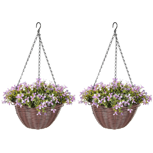 HOMCOM Artificial Flowers in Basket Set of 2 with 75 Leaves and 15 Flowers - plants - express.com