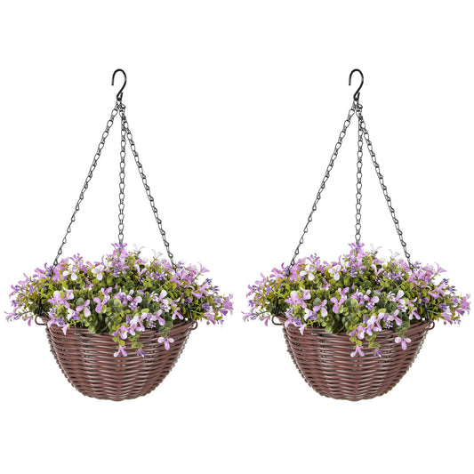 HOMCOM Artificial Flowers in Basket Set of 2 with 75 Leaves and 15 Flowers - plants - express.com