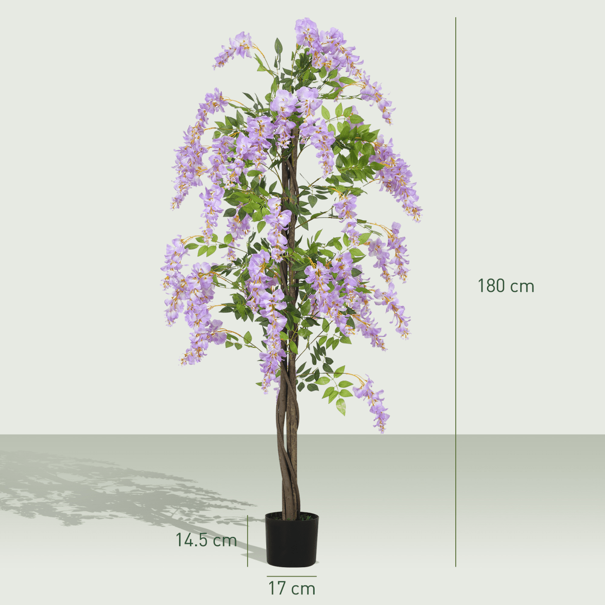 HOMCOM Artificial Wisteria Flower with 756 Leaves and 54 Flowers, Purple - plants - express.com