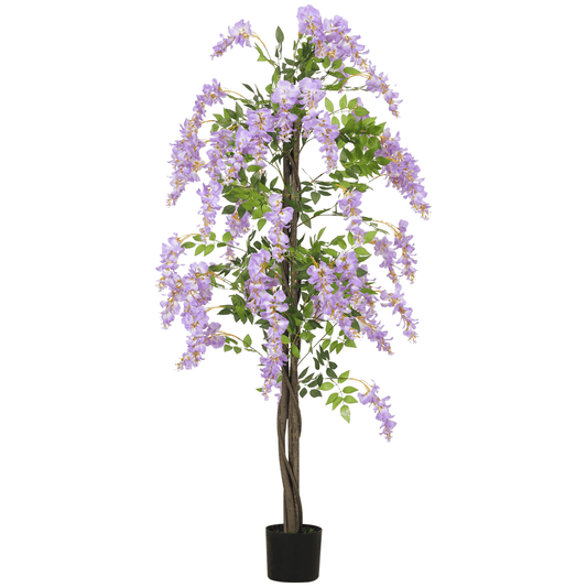 HOMCOM Artificial Wisteria Flower with 756 Leaves and 54 Flowers, Purple - plants - express.com