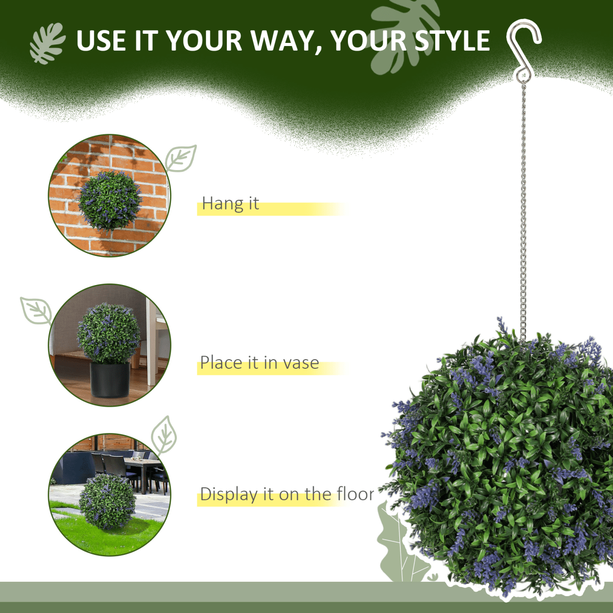 HOMCOM Faux Topiary Balls Set: Vibrant Lavender Decor for Any Space - plants - express.com