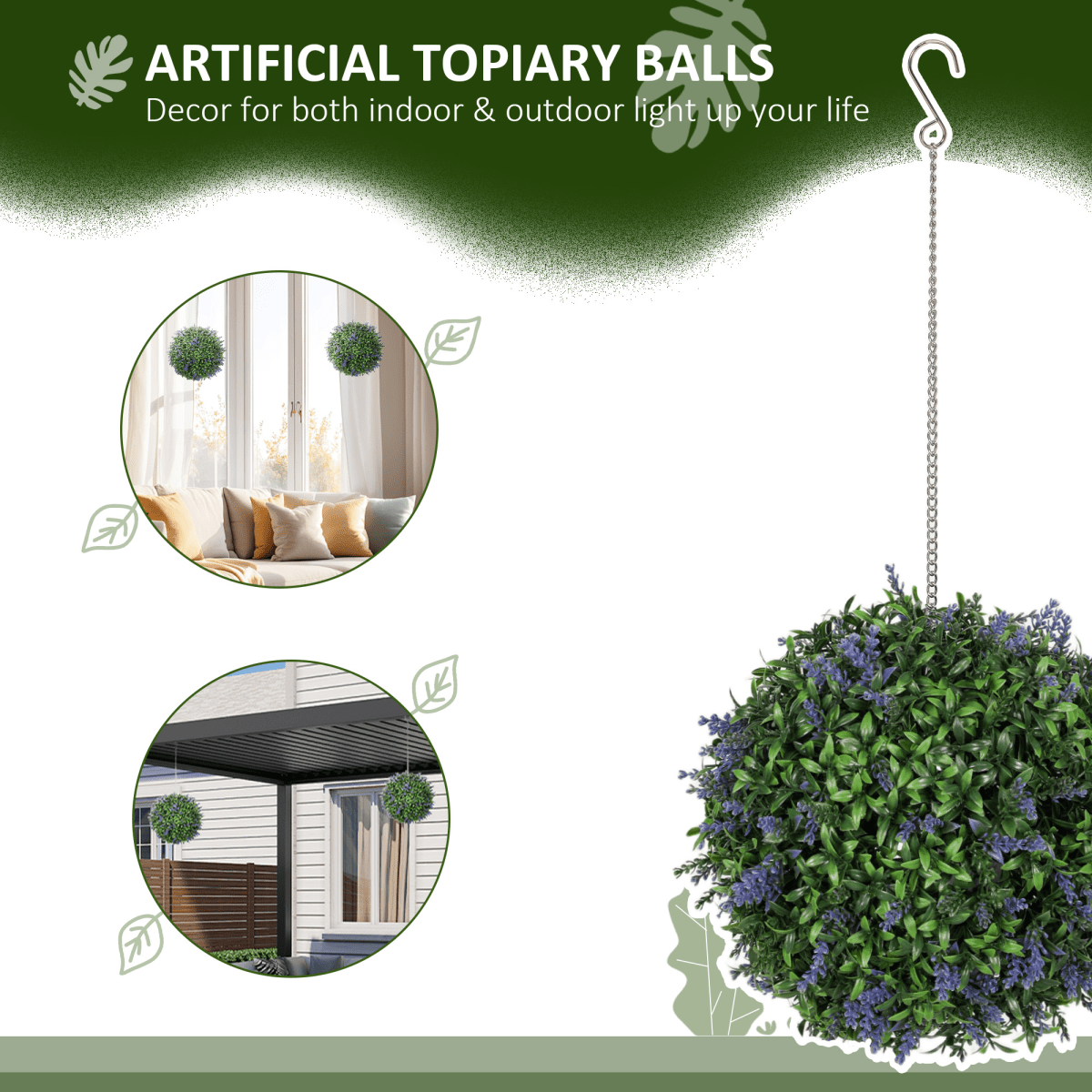 HOMCOM Faux Topiary Balls Set: Vibrant Lavender Decor for Any Space - plants - express.com
