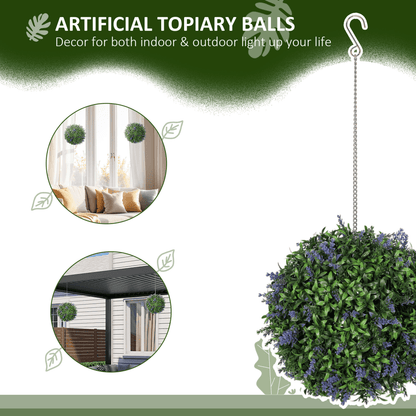 HOMCOM Faux Topiary Balls Set: Vibrant Lavender Decor for Any Space - plants - express.com
