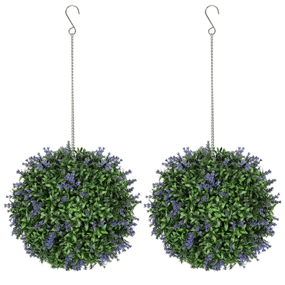 HOMCOM Faux Topiary Balls Set: Vibrant Lavender Decor for Any Space - plants - express.com