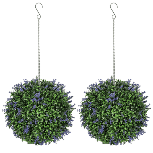 HOMCOM Faux Topiary Balls Set: Vibrant Lavender Decor for Any Space - plants - express.com