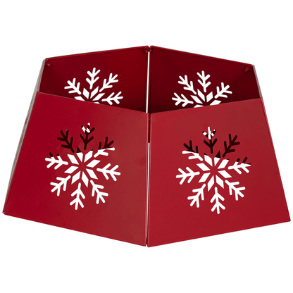 HOMCOM Hexagon Christmas Tree Base Cover with Hollow Snowflake Patterns Red - plants - express.com