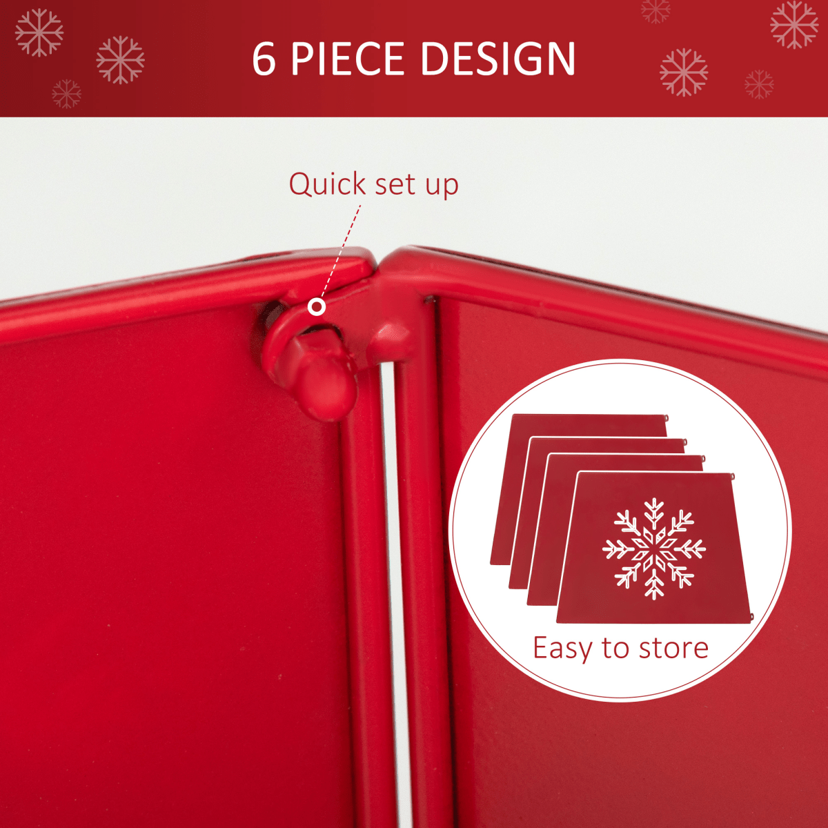 HOMCOM Hexagon Christmas Tree Base Cover with Hollow Snowflake Patterns Red - plants - express.com