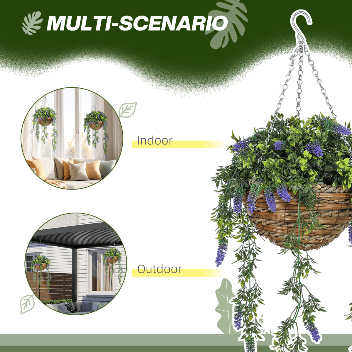 HOMCOM Lavender Hanging Baskets: UV - Protected Artificial Elegance for Any Space - plants - express.com