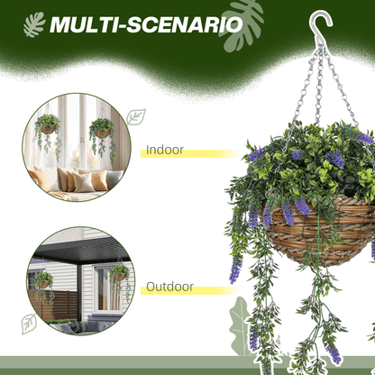 HOMCOM Lavender Hanging Baskets: UV - Protected Artificial Elegance for Any Space - plants - express.com