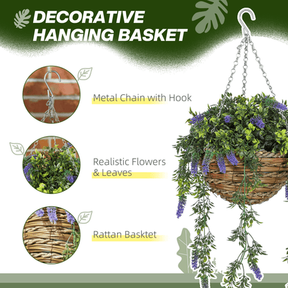 HOMCOM Lavender Hanging Baskets: UV - Protected Artificial Elegance for Any Space - plants - express.com