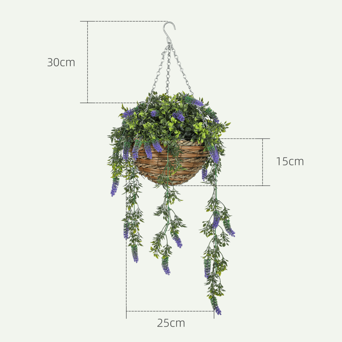 HOMCOM Lavender Hanging Baskets: UV - Protected Artificial Elegance for Any Space - plants - express.com