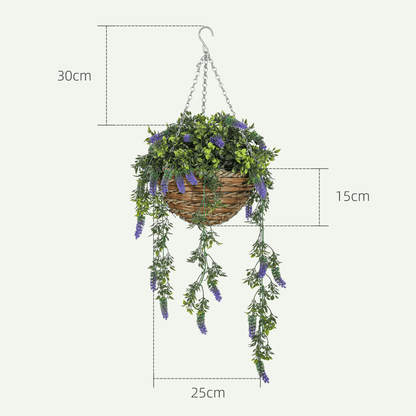 HOMCOM Lavender Hanging Baskets: UV - Protected Artificial Elegance for Any Space - plants - express.com