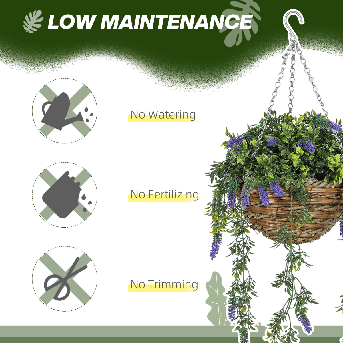 HOMCOM Lavender Hanging Baskets: UV - Protected Artificial Elegance for Any Space - plants - express.com