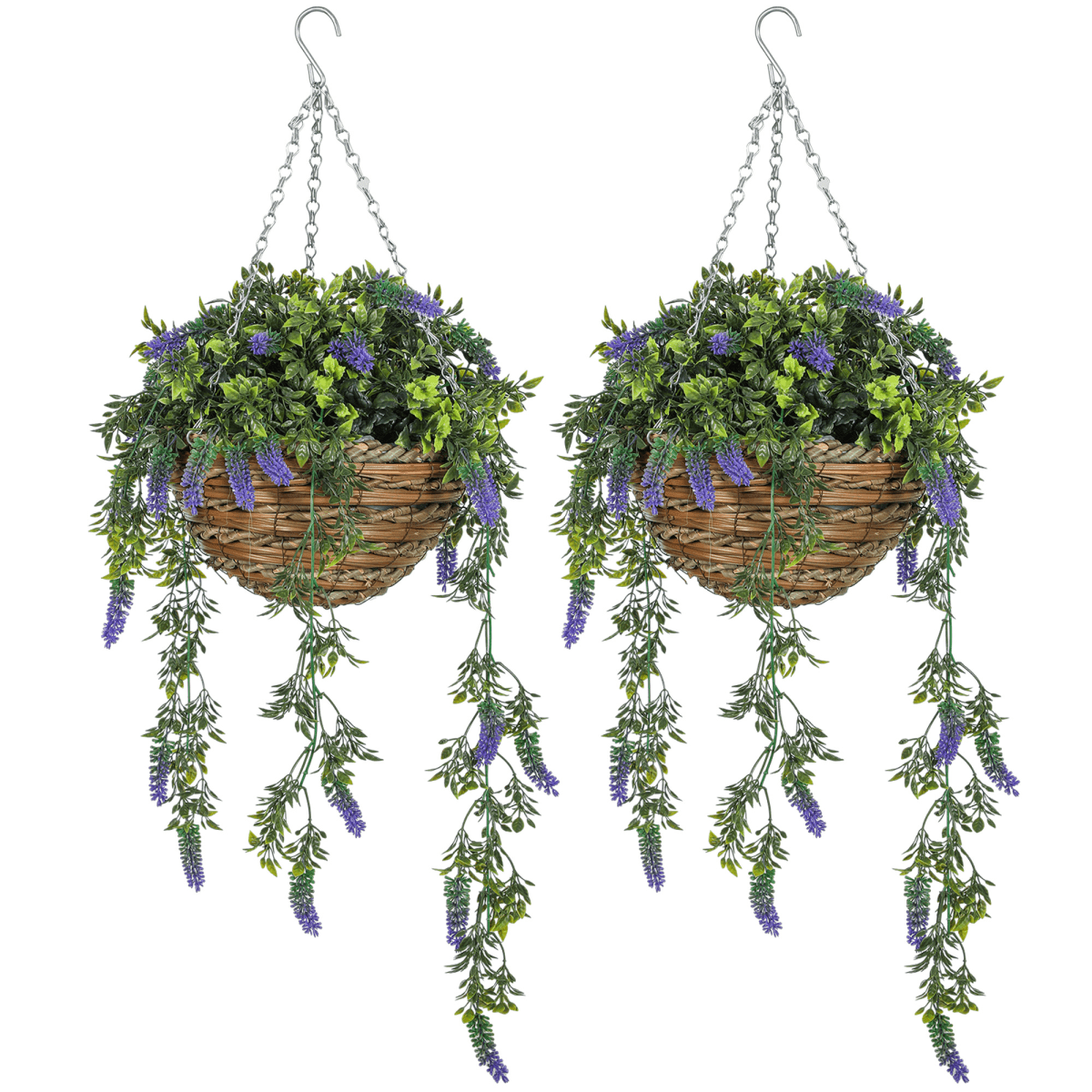 HOMCOM Lavender Hanging Baskets: UV - Protected Artificial Elegance for Any Space - plants - express.com