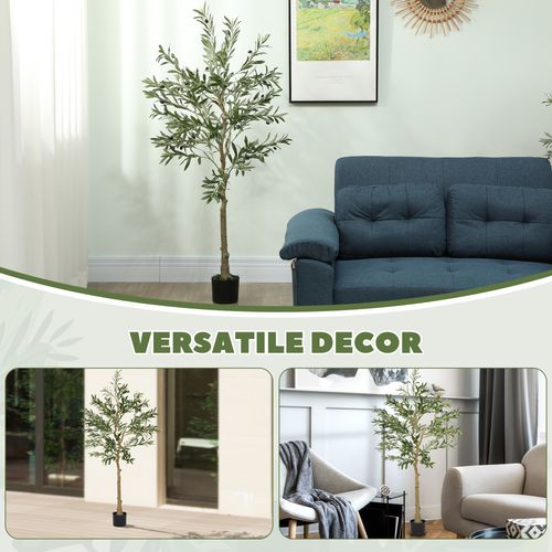 HOMCOM Lifelike Silk Olive Tree - Stunning Indoor Faux Plant, 150cm - plants - express.com