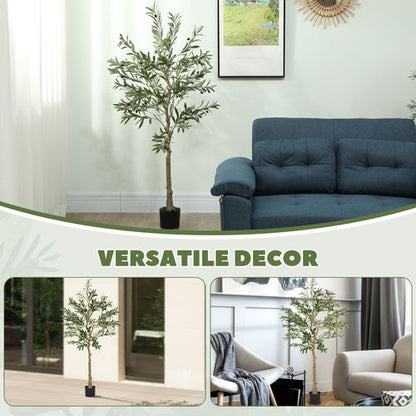 HOMCOM Lifelike Silk Olive Tree - Stunning Indoor Faux Plant, 150cm - plants - express.com