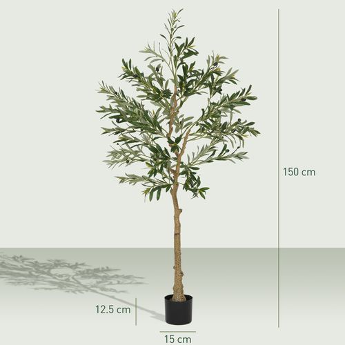 HOMCOM Lifelike Silk Olive Tree - Stunning Indoor Faux Plant, 150cm - plants - express.com