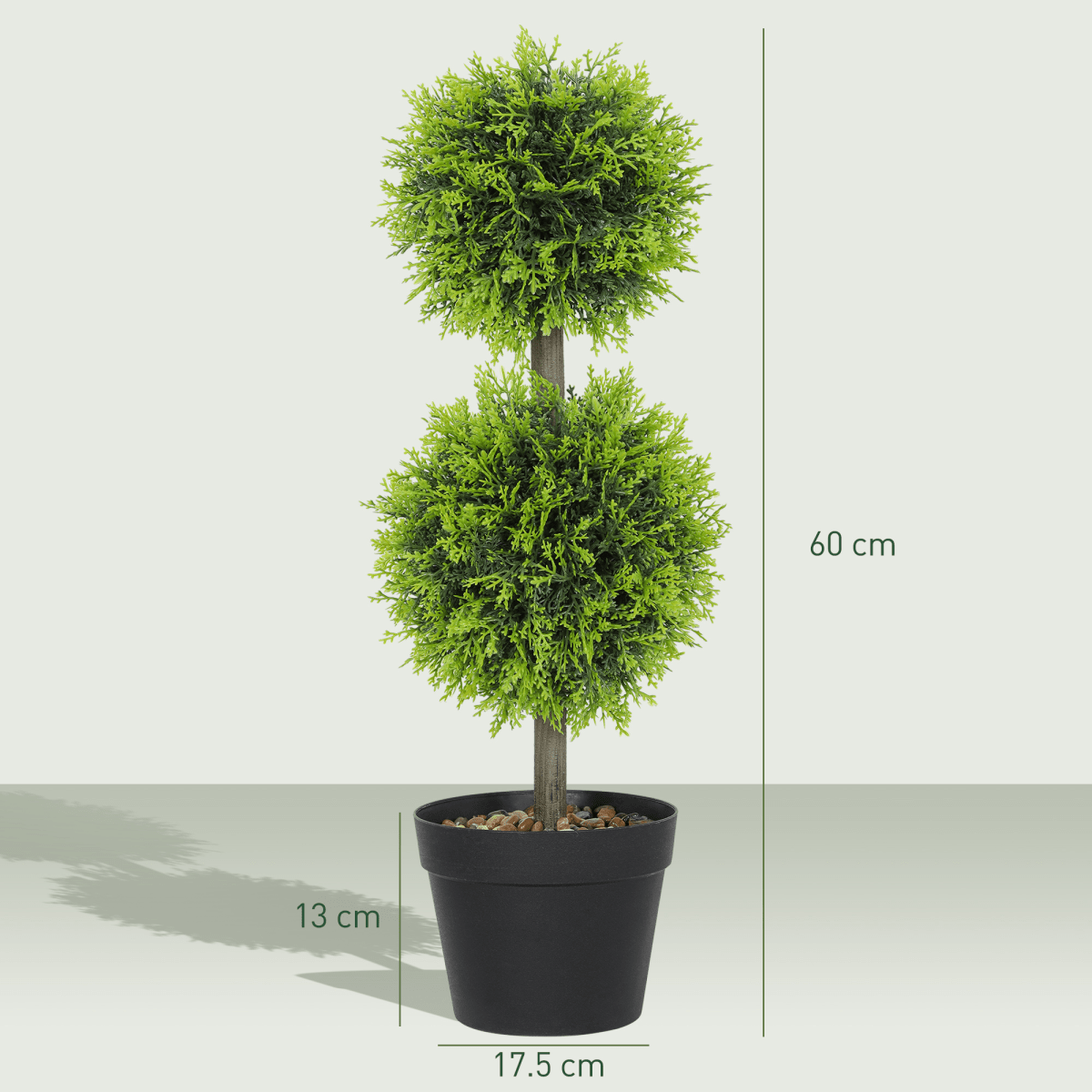 HOMCOM Set of 2 Artificial Topiary Cypress Ball Trees with Pot and Pebbles - plants - express.com