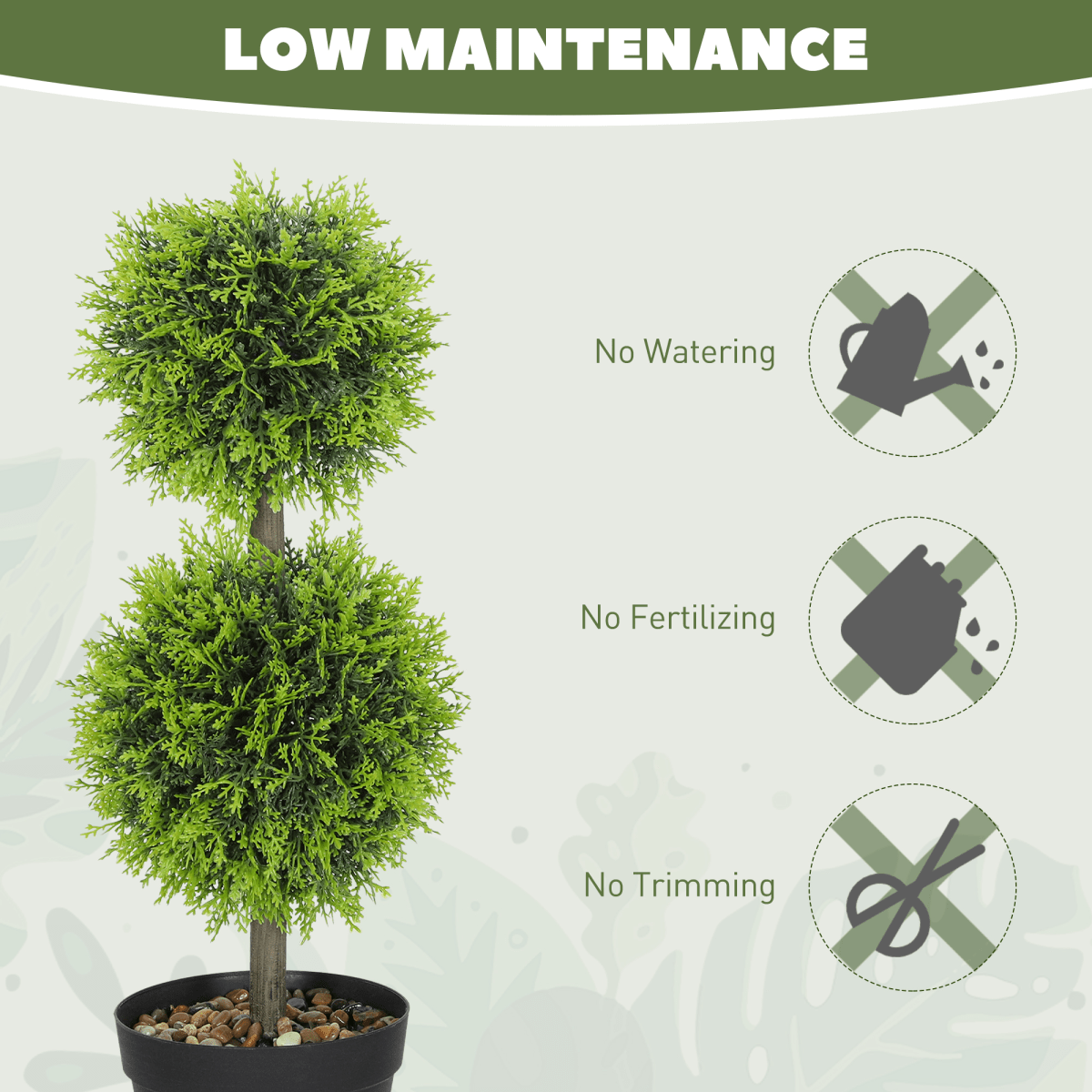 HOMCOM Set of 2 Artificial Topiary Cypress Ball Trees with Pot and Pebbles - plants - express.com