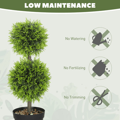 HOMCOM Set of 2 Artificial Topiary Cypress Ball Trees with Pot and Pebbles - plants - express.com