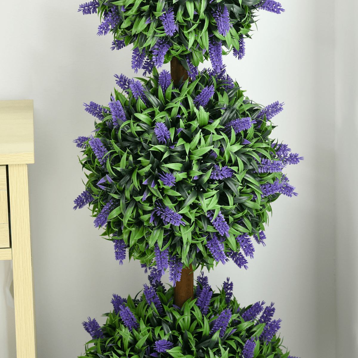 HOMCOM Set of 2 Potted Artificial Plants Ball Tree with Lavender Flowers, 110cm - plants - express.com