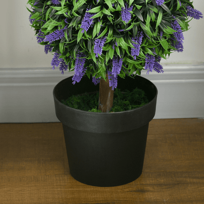 HOMCOM Set of 2 Potted Artificial Plants Ball Tree with Lavender Flowers, 110cm - plants - express.com