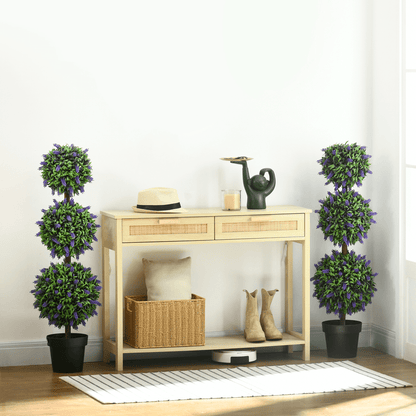 HOMCOM Set of 2 Potted Artificial Plants Ball Tree with Lavender Flowers, 110cm - plants - express.com