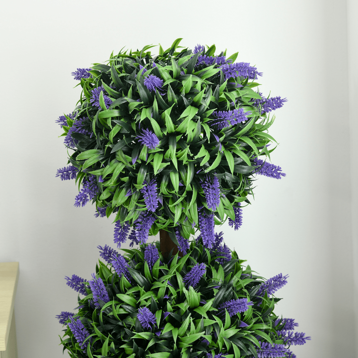 HOMCOM Set of 2 Potted Artificial Plants Ball Tree with Lavender Flowers, 110cm - plants - express.com