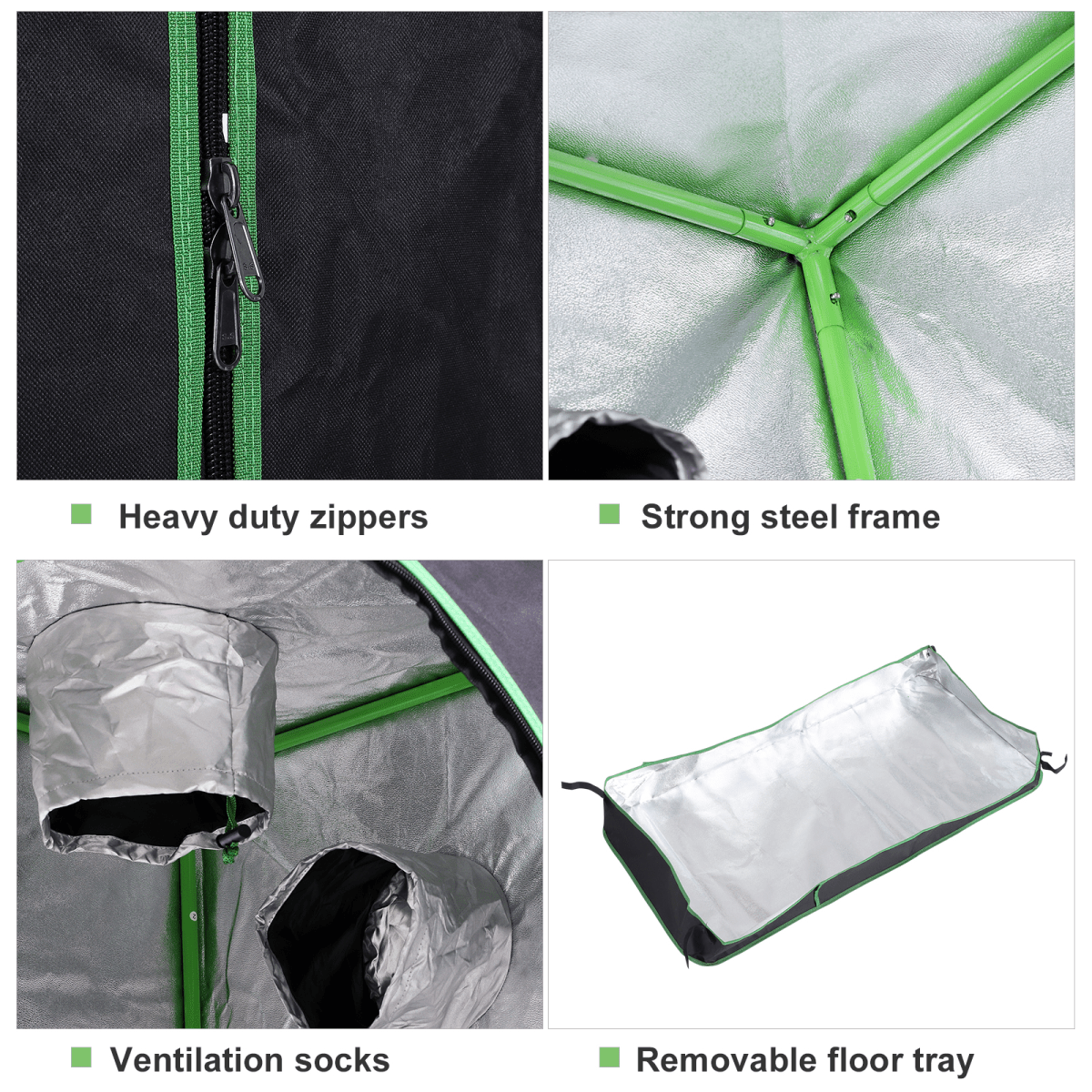 Hydroponic Plant Grow Tent Reflective Mylar Green Room 120L x60W x150Hcm Silver - plants - express.com