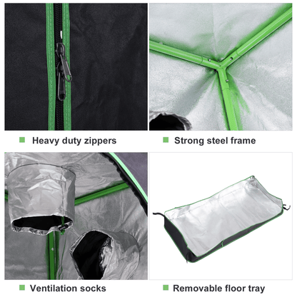 Hydroponic Plant Grow Tent Reflective Mylar Green Room 120L x60W x150Hcm Silver - plants - express.com