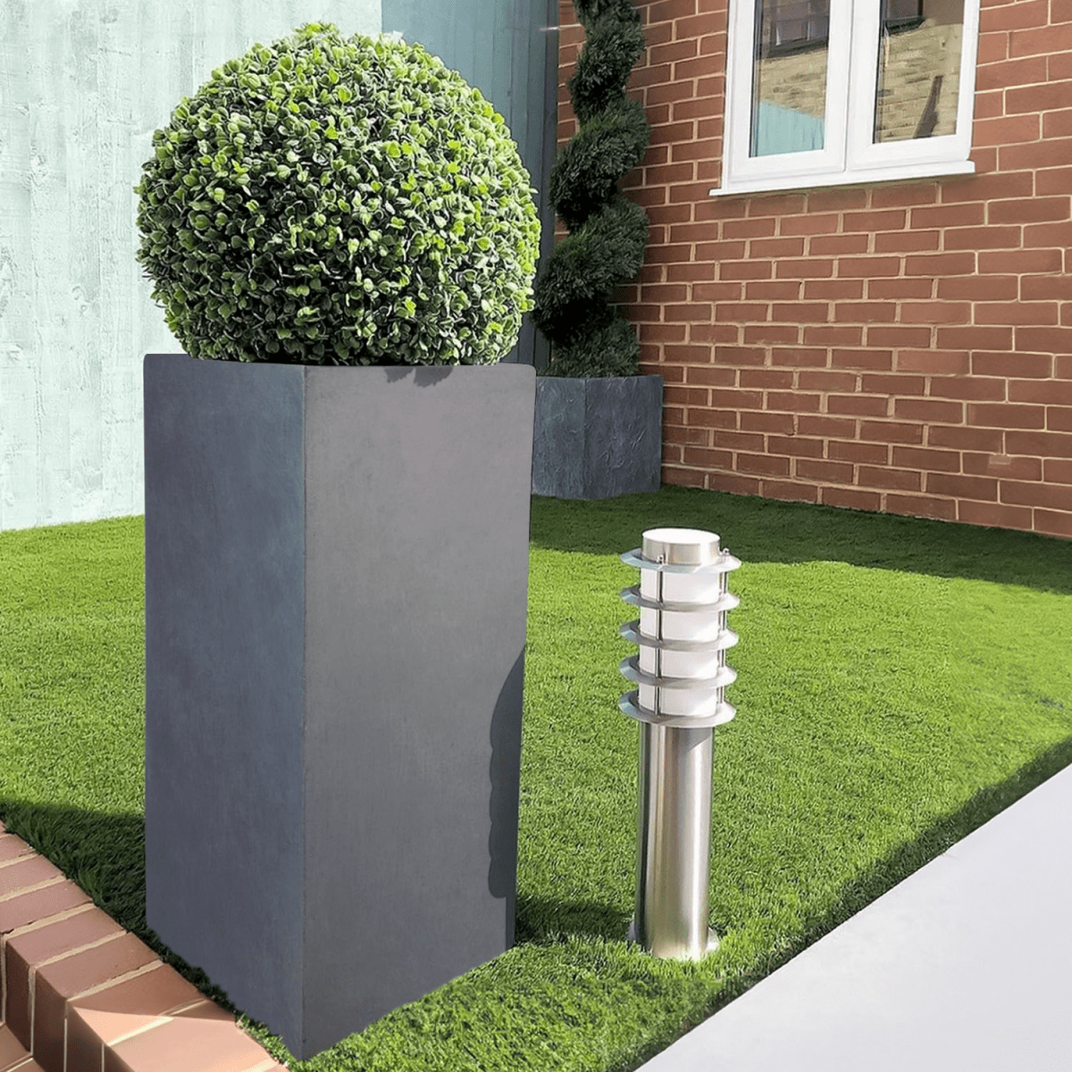 IDEALIST Lite Contemporary Light Concrete Garden Tall Square Planter, Outdoor Plant Pot H60 L27 W27 cm, 44L - plants - express.com